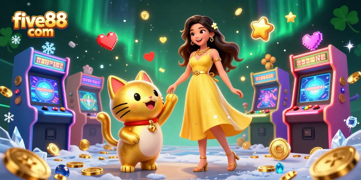 Win big at five88 com with a vibrant 3D casino illustration showcasing excitement and joy in gaming.