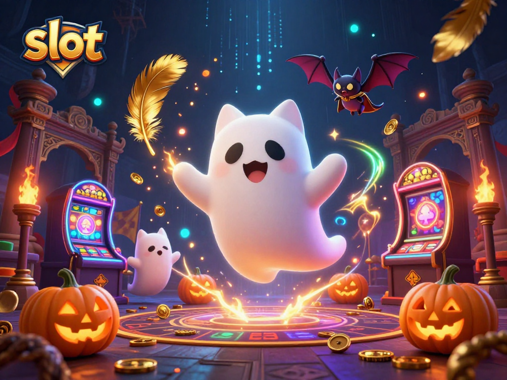 Spin the slot machines with luck in this vibrant casino illustration featuring glowing elements.