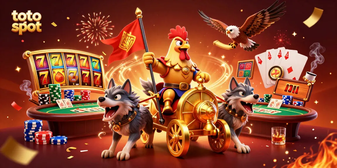Experience thrilling toto slot action with a vibrant 3D casino scene and dynamic game elements.
