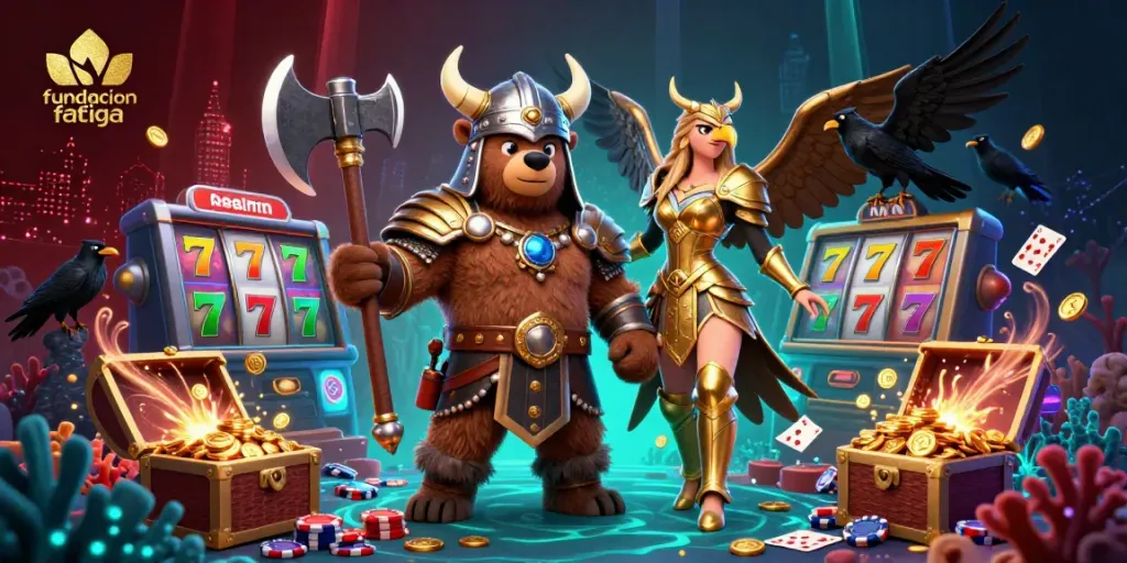 Engage in exciting gameplay with fundacionfatiga among Viking-themed elements and casino treasures.