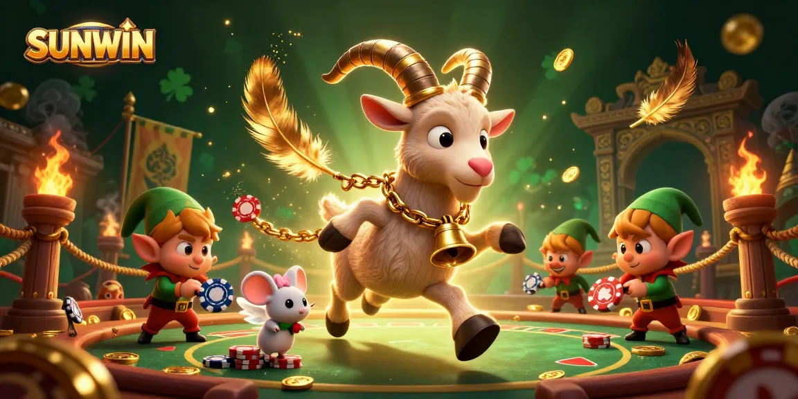 SUNWIN attracts players to an exciting casino scene with a 3D Krampus and mischievous gremlins stealing chips.