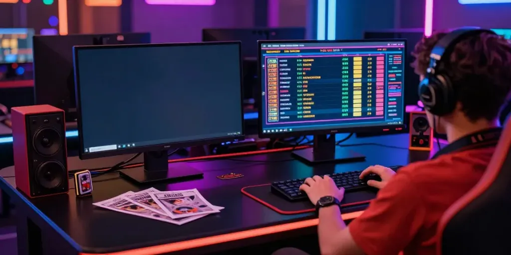 Exciting online gaming scene at https://xx88.day/ with modern desk setup and colorful lighting.