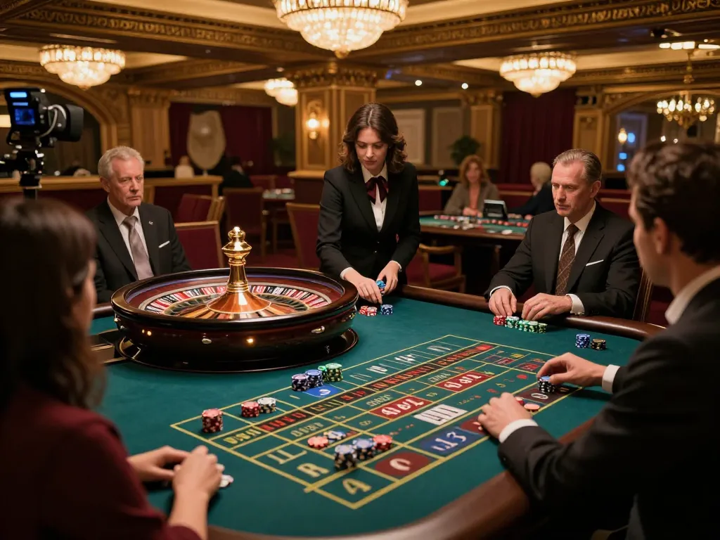 Experience excitement at Rajabet123 roulette table as croupier spins the wheel.