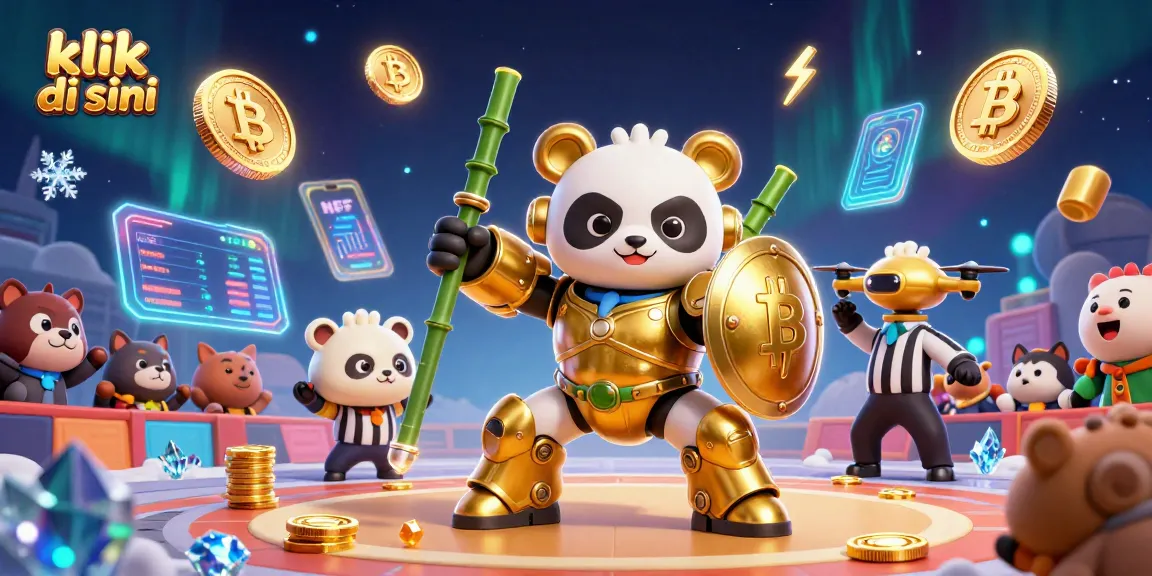 Spin and win with thrilling games at klik di sini, featuring a 3D panda in a vibrant casino scene.