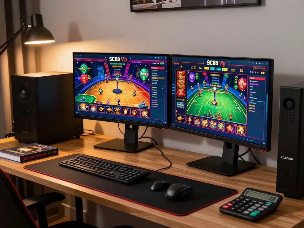 Engaging gameplay on SC88 Vip platform, showcasing online casino strategies in a modern home setting