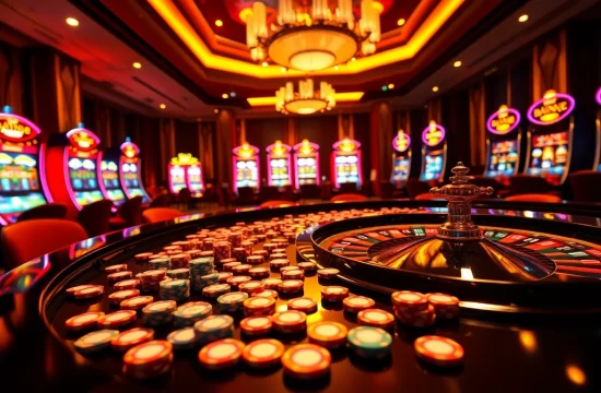 Experience the excitement of gambling at https://bet88b.us.com/ with luxurious casino visuals showcasing roulette and poker.