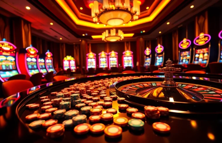 Experience the excitement of gambling at https://bet88b.us.com/ with luxurious casino visuals showcasing roulette and poker.