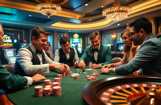 Hitclub players engaged in a high-stakes poker game with vibrant casino elements.