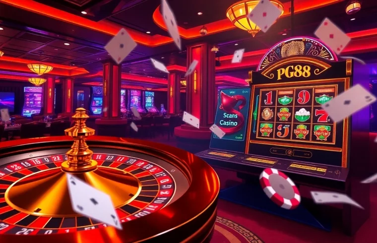 Experience thrilling gameplay at PG88 with vibrant graphics and excitement in luxury casino setting.