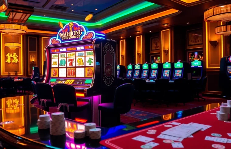 Experience the excitement of a slot demo mahjong with vibrant visuals and luxurious casino elements.
