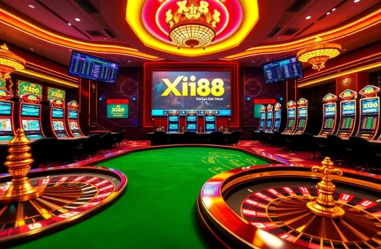 Exciting online gambling experience at Xin 88 casino with roulette tables and slot machines.