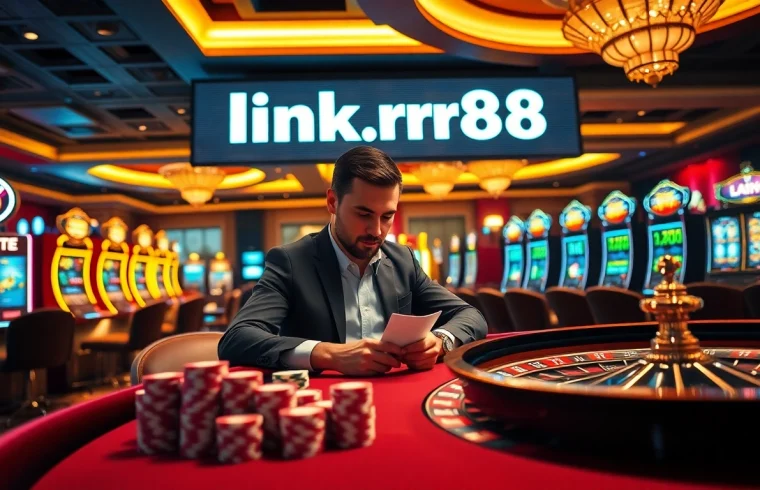 Experience the thrill of high-stakes gaming at link rr88 with a luxurious poker table setup.