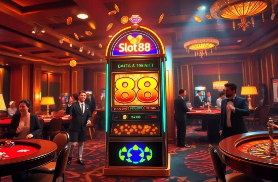 Rasakan sensasi permainan slot88 dengan mesin yang cerah dan pemain yang antusias.