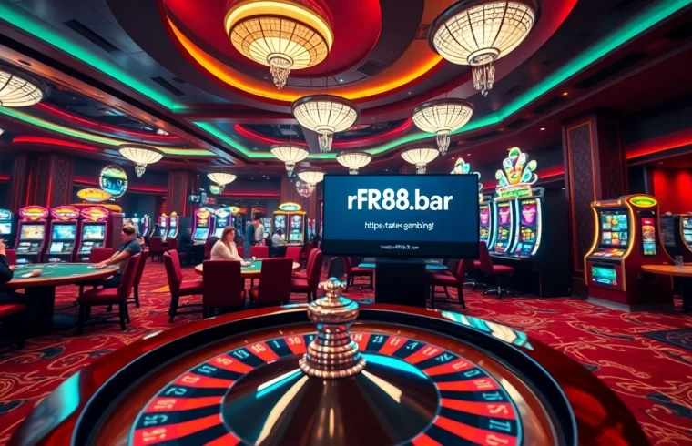 Experience the excitement of gambling at https://rr88.bar/ with players at poker tables and thrilling slot machines.