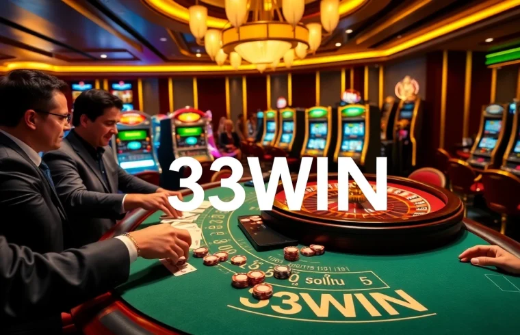 Experience the excitement of winning at 33WIN with a vibrant casino scene featuring thrilling gameplay.