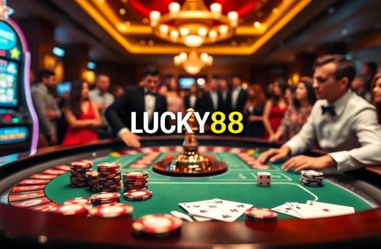 Experience the thrill of the casino with LUCKY88 as players engage in immersive betting at a roulette table.
