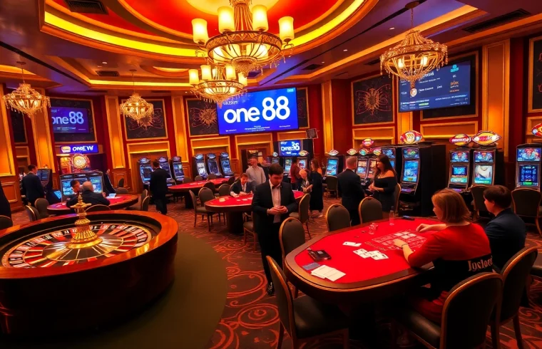 Experience thrilling gambling action at one 88 casino with vibrant tables and luxury slot machines.