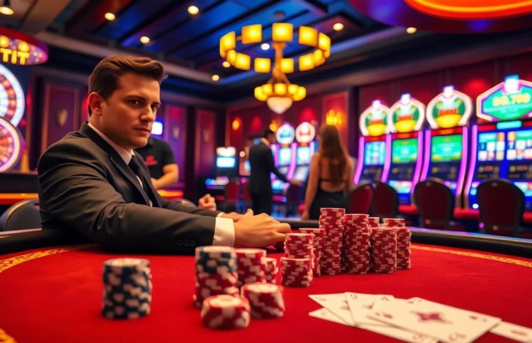 Thabet offers an exciting poker experience at a luxurious casino table.