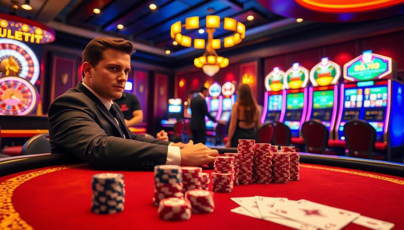 Thabet offers an exciting poker experience at a luxurious casino table.