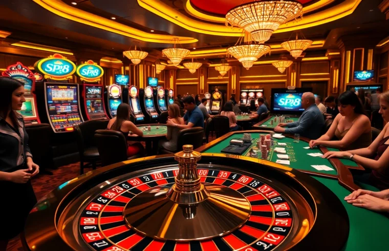 Experience thrilling action at SP8.biz with vibrant casino games and engaged players in a lively atmosphere.