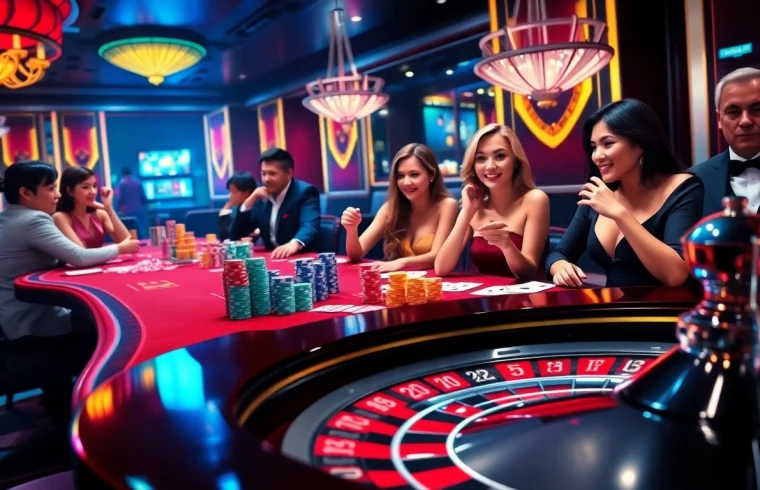 SODO casino scene featuring an elegant poker table with chips and cards, showcasing the excitement of gambling.