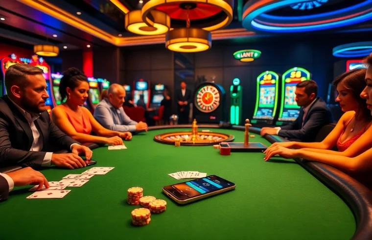 Experience the thrill of S8 gaming at a luxurious casino setting with poker and slots.