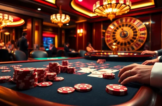 SX88.gold showcases a luxurious poker scene with vibrant chips, elegant cards, and a glamorous roulette wheel.