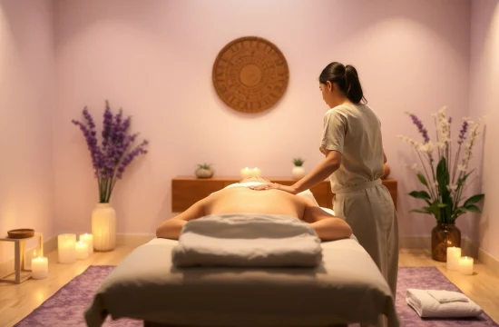 Relaxing 동탄출장마사지 scene with a therapist providing calming massage in a serene environment.