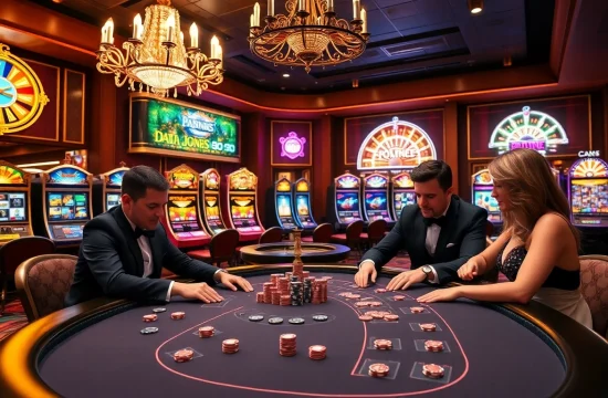 Players enjoying an intense game at five88 casino with vibrant lights and luxurious setup.