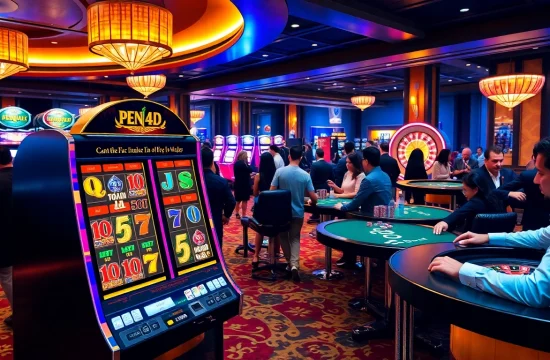 Experience thrilling gameplay at PEN4D alternatif with vibrant slot machines and poker tables.