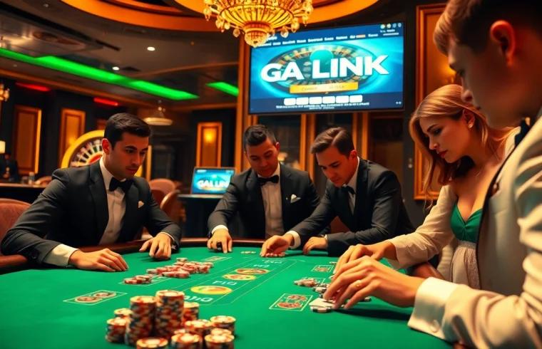 Exciting poker game showcasing the GA888 LINK with vibrant chips and luxurious casino atmosphere.