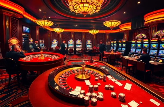 Experience the thrill of rr99 betting at a luxurious casino with roulette and poker tables.