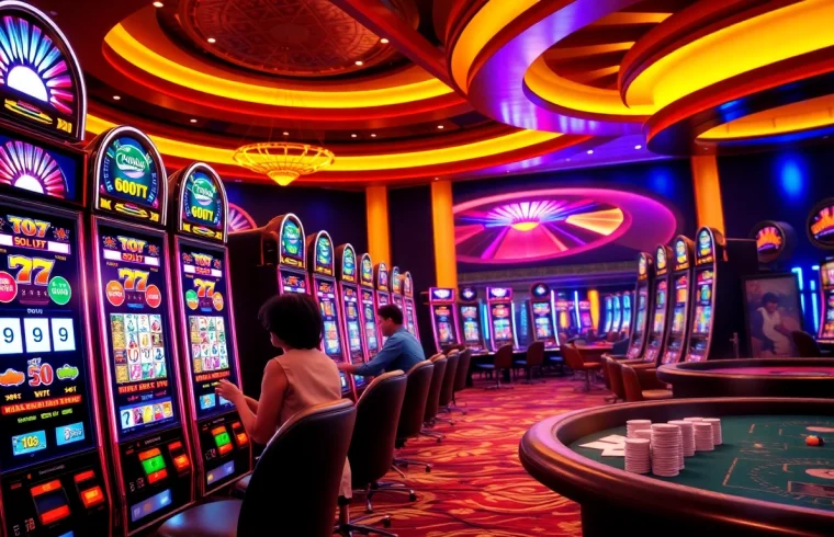 Experience the thrill of winning at slot gacor machines in a vibrant casino setting.