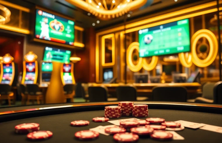 Experience the thrilling atmosphere of keonhacai5's online gambling scene with vibrant casino elements.